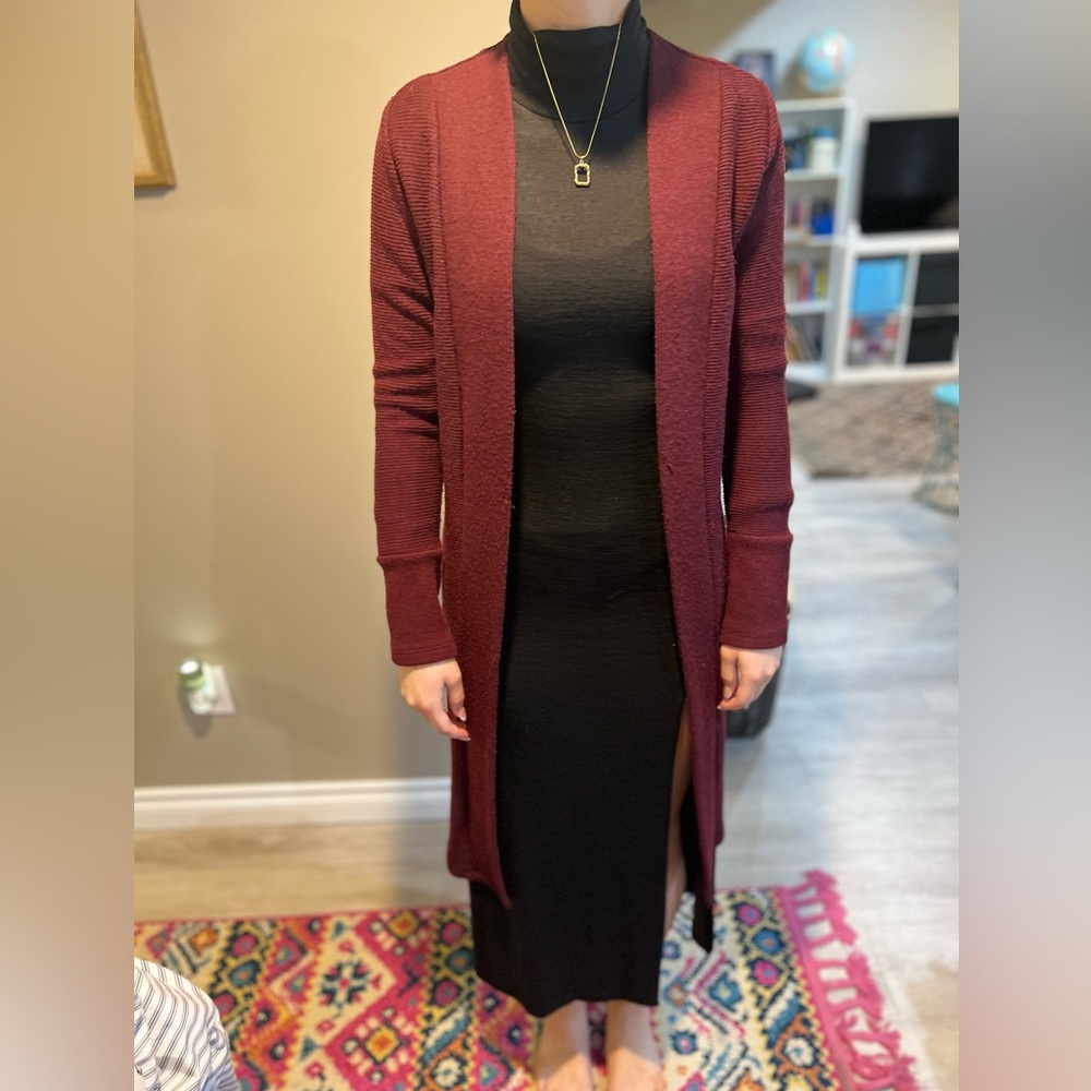 Dynamite Deep Red Open Front Cardigan